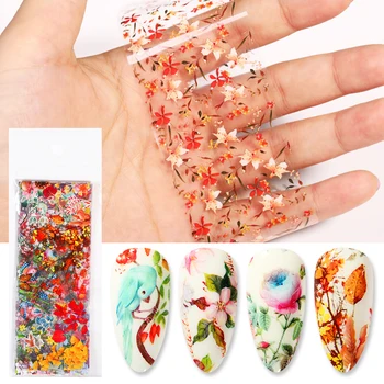 

MAD DOLL 10PCS Nail Sticker Flowers Colorful Series Nail Foils Nail Art Transfer Sticker Nail Art DIY Design Decorations