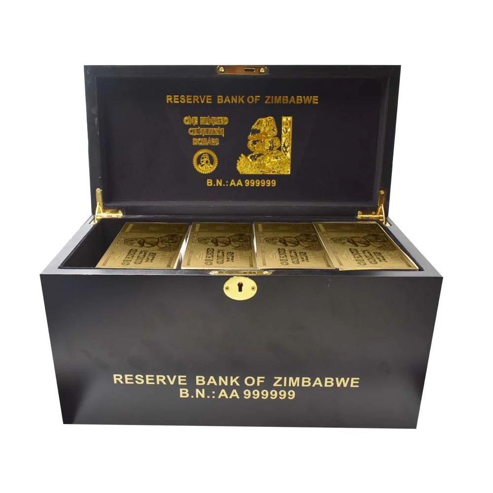 1200p Gold Trillion Сто трлн/кинтиллион/октильон долларов, золото, Банкнота в деревянной коробке с сертификатами 1200 шт/партия - Цвет: 1200p Gold Trillion