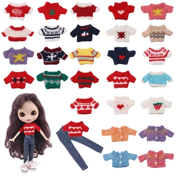 

Lucky Doll Clothes Set=1Sweater+1Jeans For 30cm One-Sixth BJD Doll Toy，Our Generation Birthday Girl's Toy Gifts