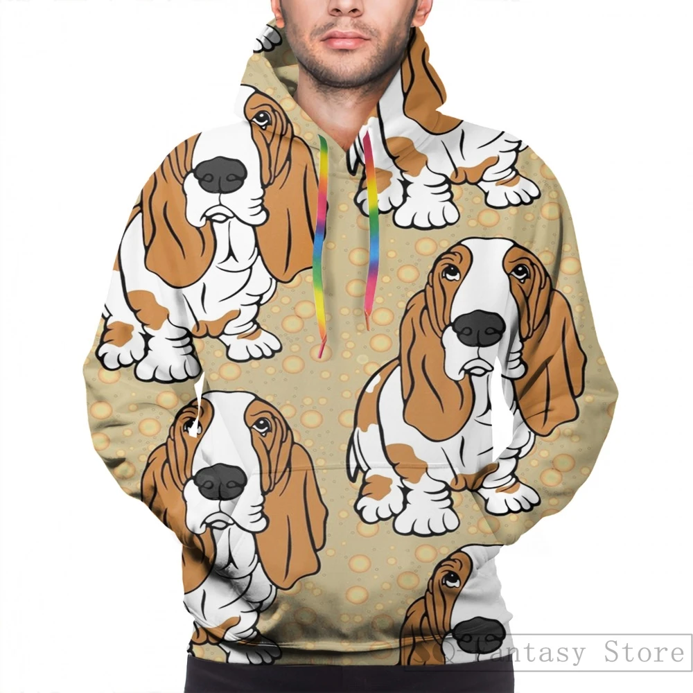 Мужские толстовки, свитшоты для женщин, Забавный Basset Hound print casual hoodie Streatwear
