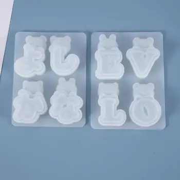 

Resin Crystal Epoxy Mold Bear Letters Decoration Casting Silicone Mould DIY Crafts Jewelry Making Tool