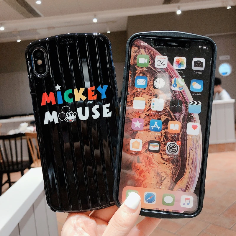 Глянцевый ТПУ Силиконовый протектор простой мультфильм Apple телефон плотный чехол багажный чехол Стиль для Iphone 6 7 8 S Plus X XR XS XSMAX