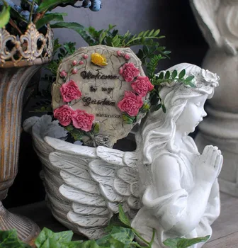 

Flower Terrarium Garden Decoration Outdoor Resin Flower Pot Decoration Accessories Welcome To My Garden Board Sign декор для сад