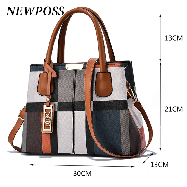 Newposs New Luxury Handbag Women Stitching Wild Messenger Bags Designer Brand Plaid Shoulder Bag donna Totes 2