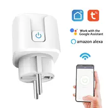 Prise intelligente Wifi Tuya, ue, 16a, avec minuterie, commande vocale à distance, application Smart Life, avec Alexa et Google Assistant, IFTTT