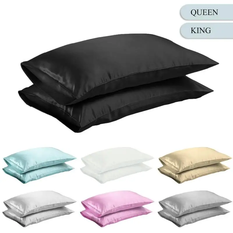 Federa Per Cuscino In Raso Setoso Queen/King Federa Per Biancheria Da Letto Smooth Home White Black Grey Khaki Sky Blue Pink Sliver