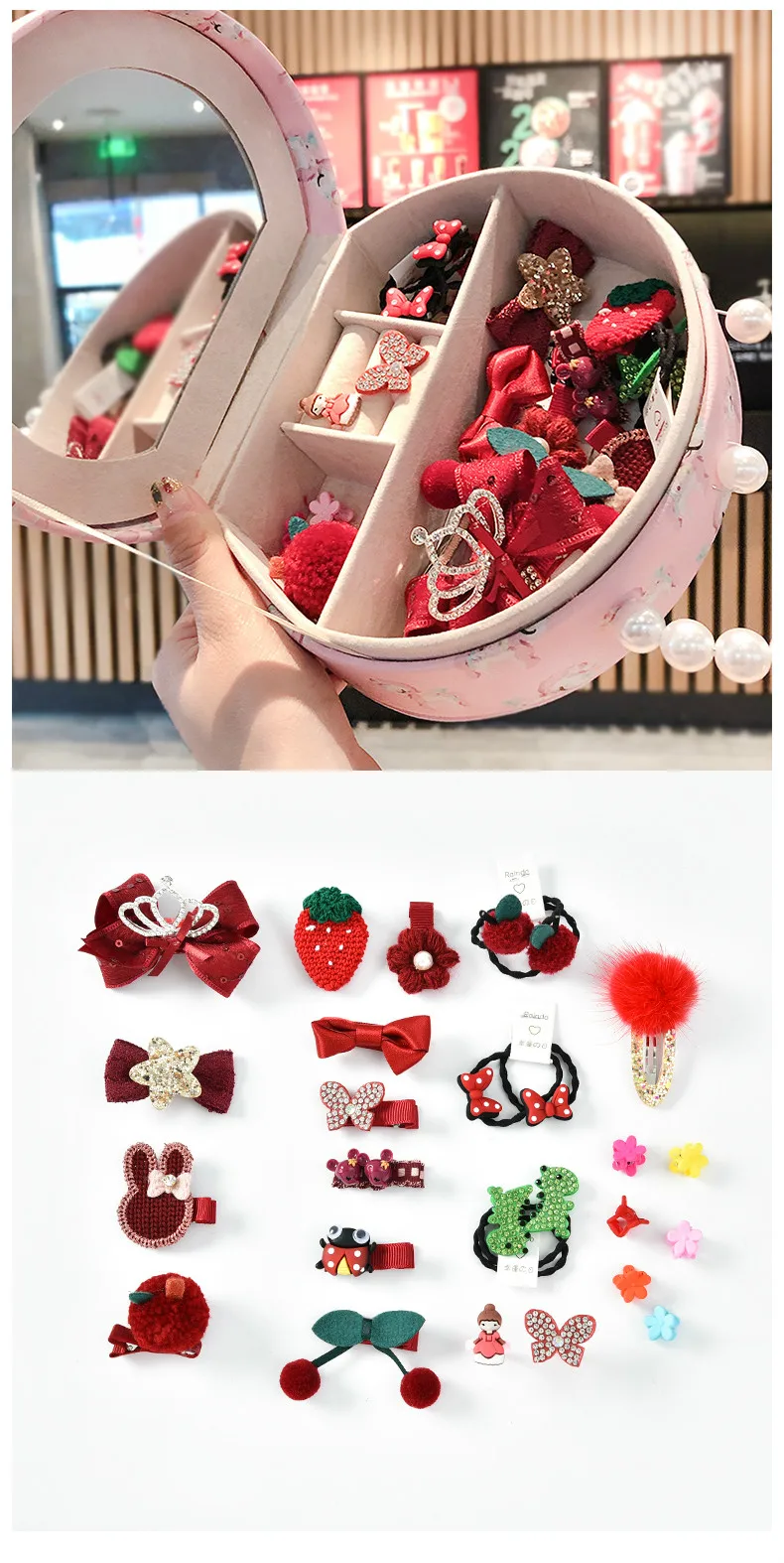 27Pcs/Set Children Cute Crown Rabbit Bow Ornament Hair Clips Girls Lovely Colors Hairpins Barrettes Kids Sweet Hair Accessories