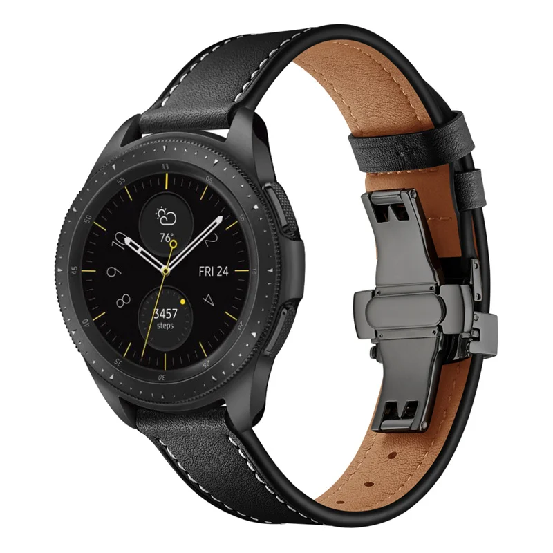 

Genuine Leather Watch Band Strap Gear WatchBand 22mm Stainless Steel Butterfly Clasp for Samsung Galaxy Watch 42 46mm