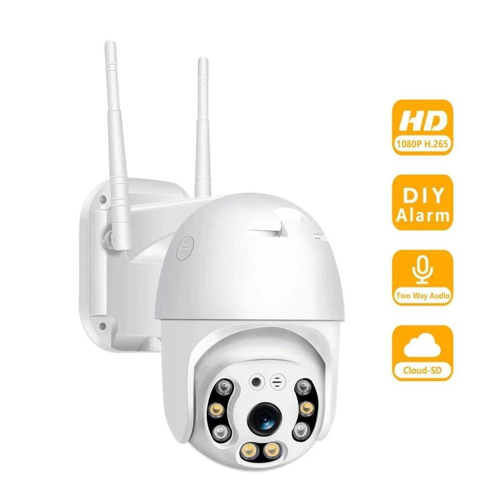1080P наружная скоростная купольная Wifi камера 2MP H.265 аудио PTZ беспроводная облачно SD