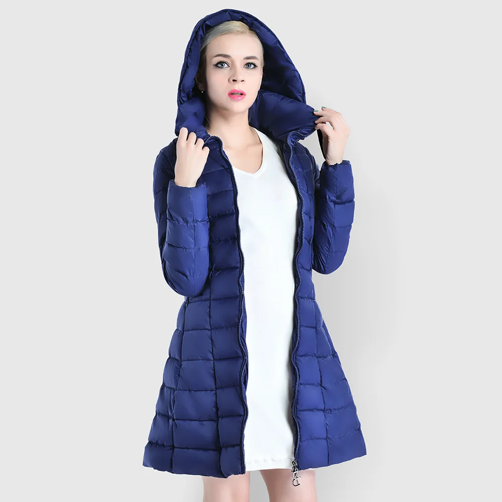 

Europe And America Amazon Hot Sales Women Coat New Style Mid-length Solid Color Hooded Warm Cross Border Cotton Coat Double Zip