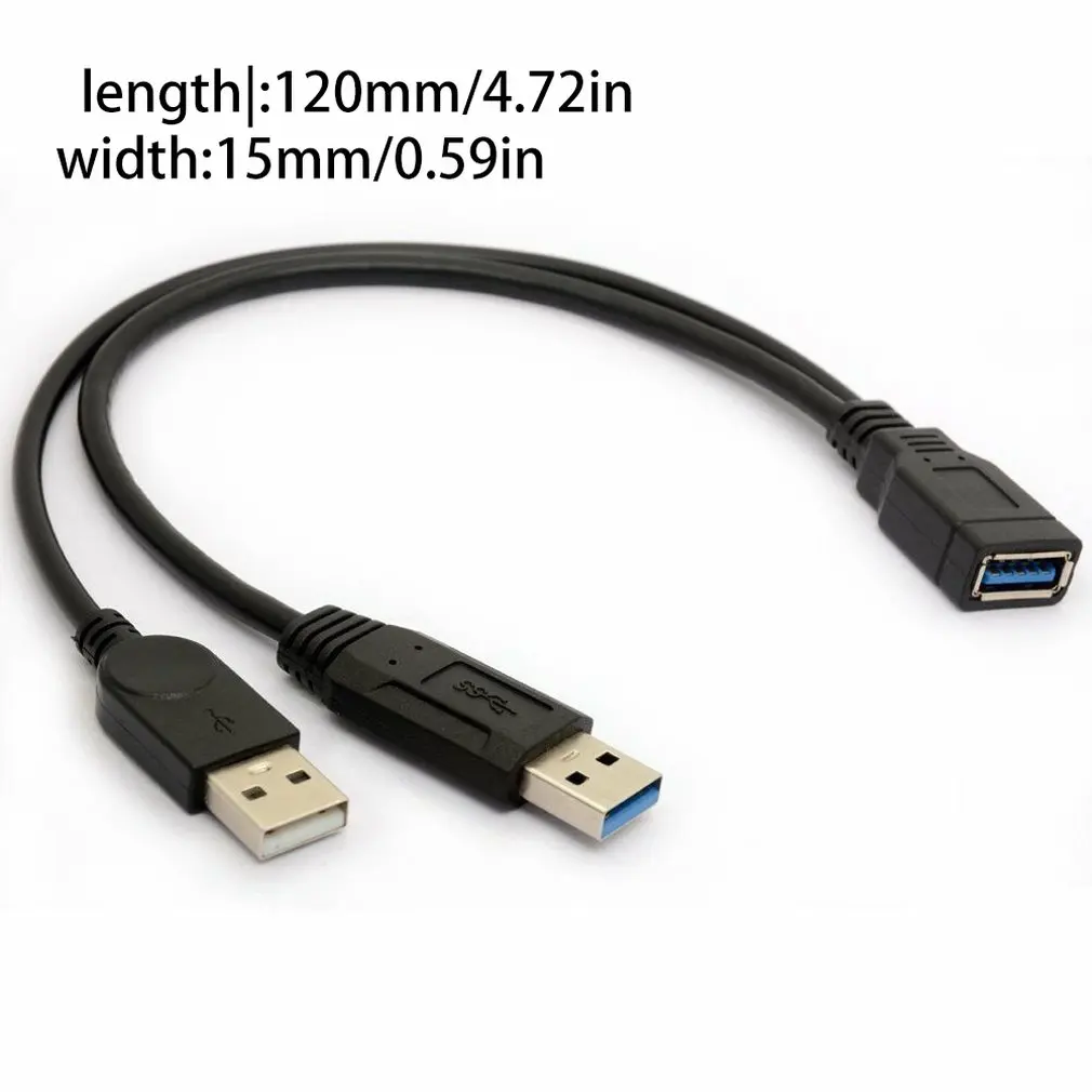 USB 3,0 двойной силовой Y зарядный кабель 2 x Тип A штекер 1 x Тип A женский
