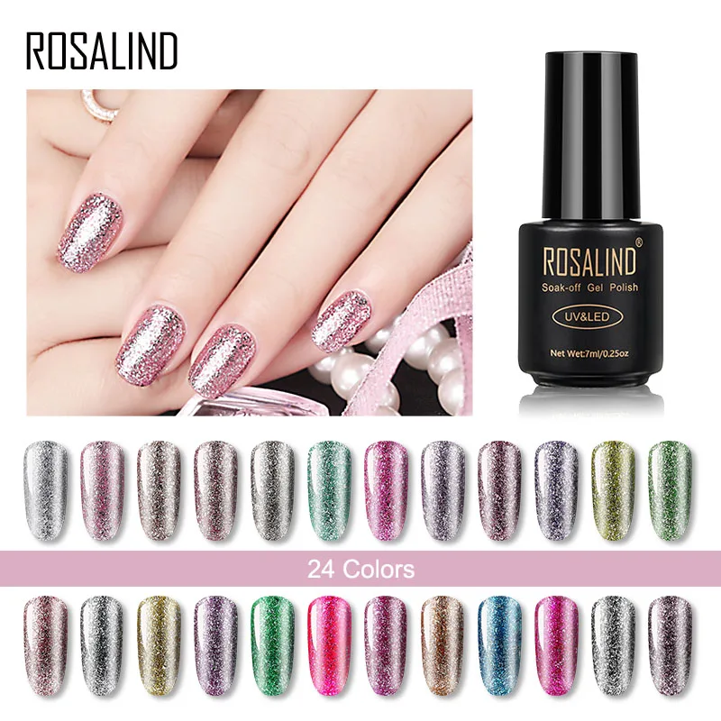 

ROSALIND Primer Gel Varnish Shiny Platinum Gel Soak Off UV LED Gel Nail Polish Base Coat No Wipe Top Color Gel Polish
