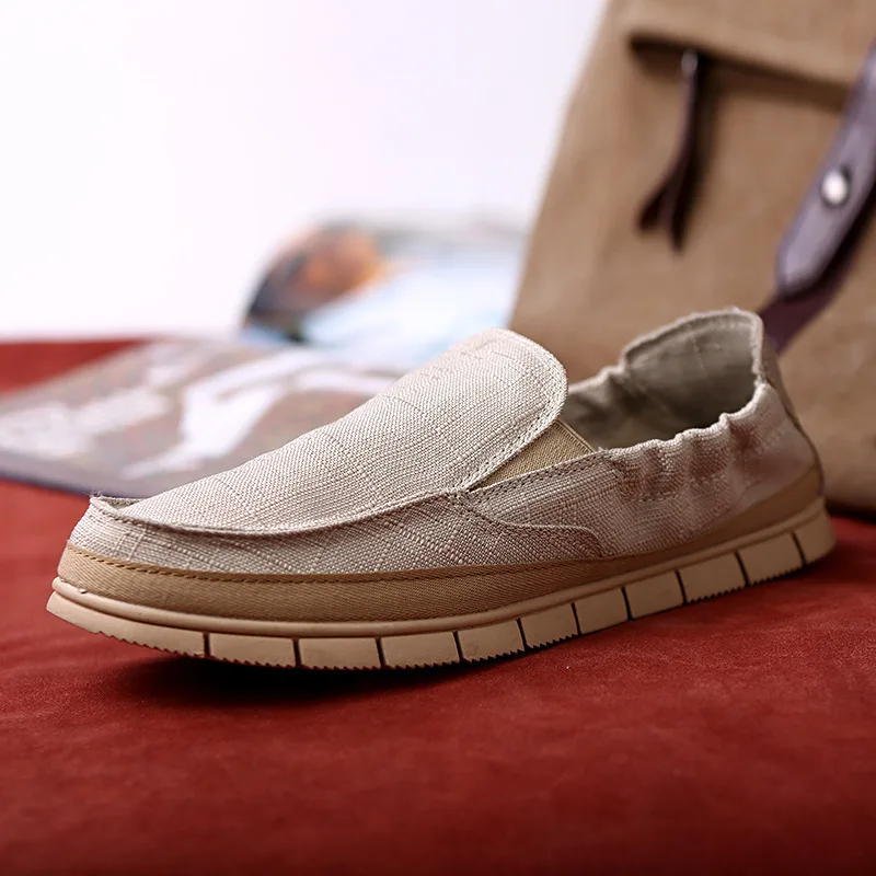

2016 Spring Fashion Canvas Shoes Men's Soft-Sole Lightweight Linen Casual Shoes Slip-on Comfortable Breathable Men Shoes