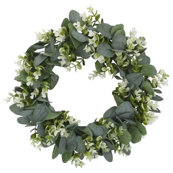 

Green Leaf Eucalyptus Wreath For Festival Celebration Front Door/Wall/Fireplace Laurel/Eucalyptus Hanger Home Relaxed Decor