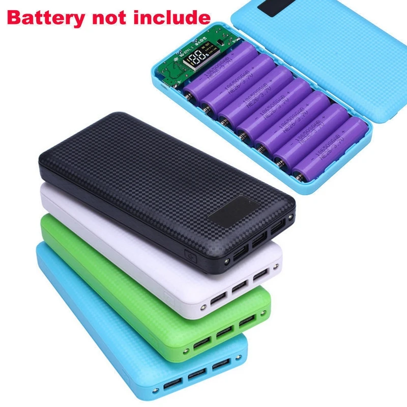 

5V 2.1A 3 Ports USB 7x 18650 DIY Power Bank Battery Charger Box Shell Power Bank Accessories 18650 power bank case box