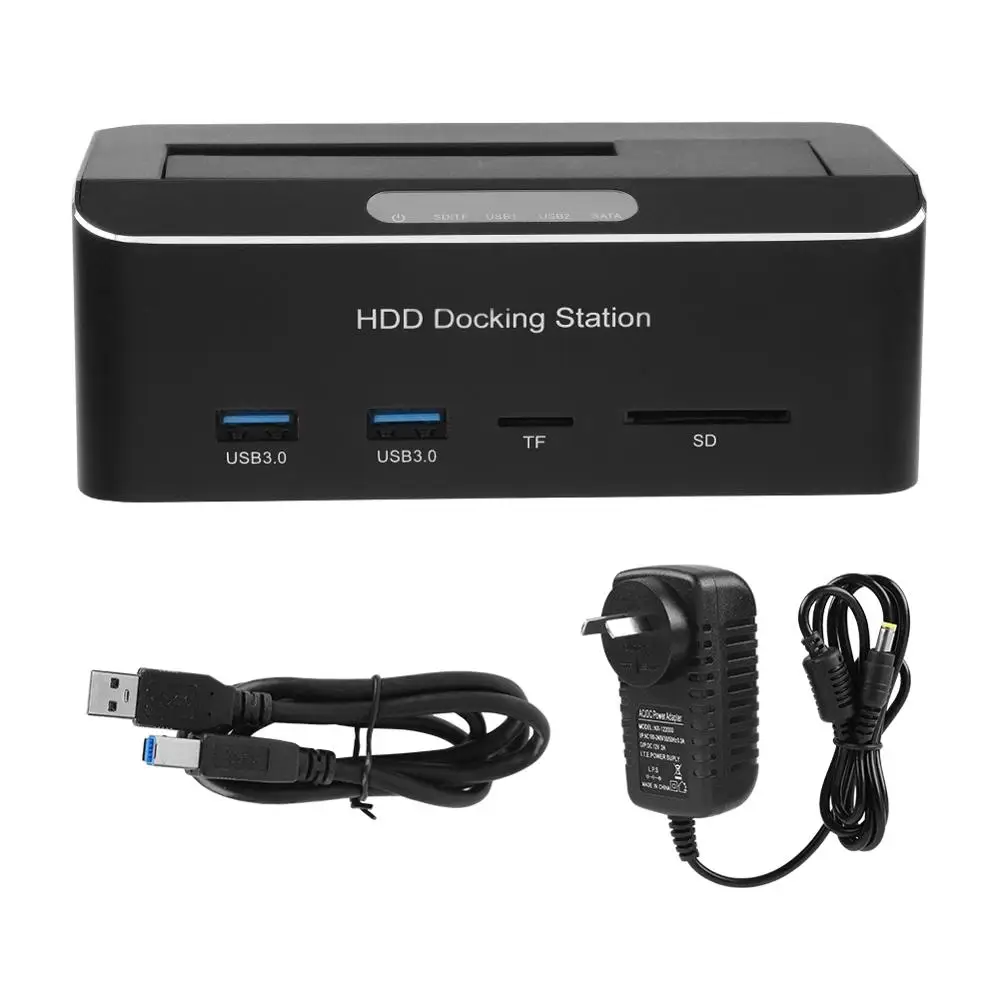 Внешний док-станция для жесткого диска USB3.0 на SATA для 2,5 или 3,5 дюймового жесткого диска с поддержкой карт SDTF - Color: AU plug
