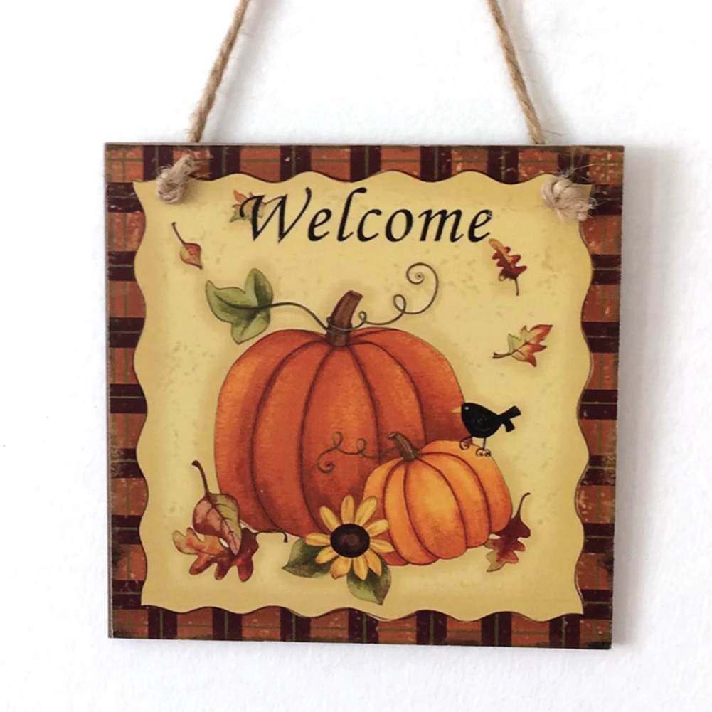

Wooden Pumpkin Sunflower Plaque Board Halloween Harvest Hanging Pendant Wooden Sign Board for Home Door Decoration 15*15*0.5cm