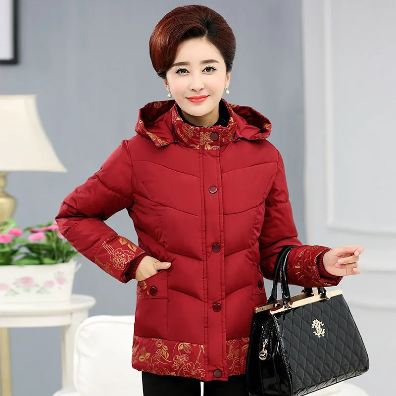 

Autumn & Winter Middle-aged Cotton-padded Clothes Women's Short Extra-large Thick Old Man Cotton-padded Jacket Warm Fashion Midd