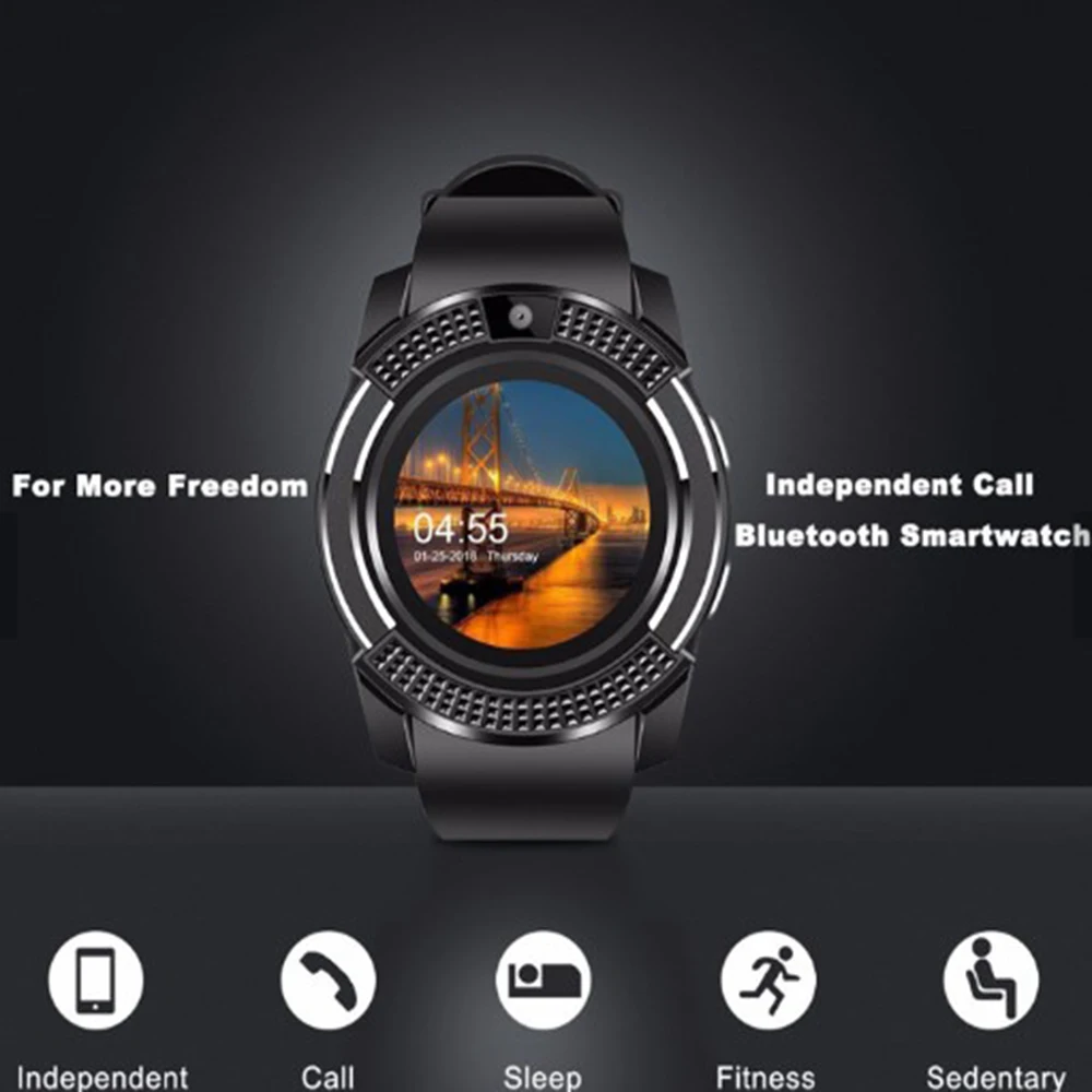 Chamada de Fitness Esportes à Prova Relógio Inteligente Bluetooth Monitor Pressão Arterial Suporte tf Sim Cartão Pulseira Masculino Mulher Dwaterproof Água Smartver v8 - Image 3
