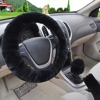 

Car Steering Wheel Cover Universal Handlebar Cover Winter Plush Practical Steering Wheel Cover Three-piece