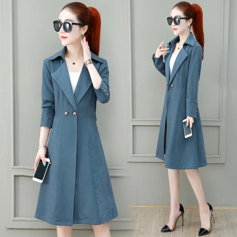

Trench Coat Women's Mid-length 2019 Autumn New Style Korean-style Fashion Waist Hugging Elegant Goddess Popular Overcoat Spring