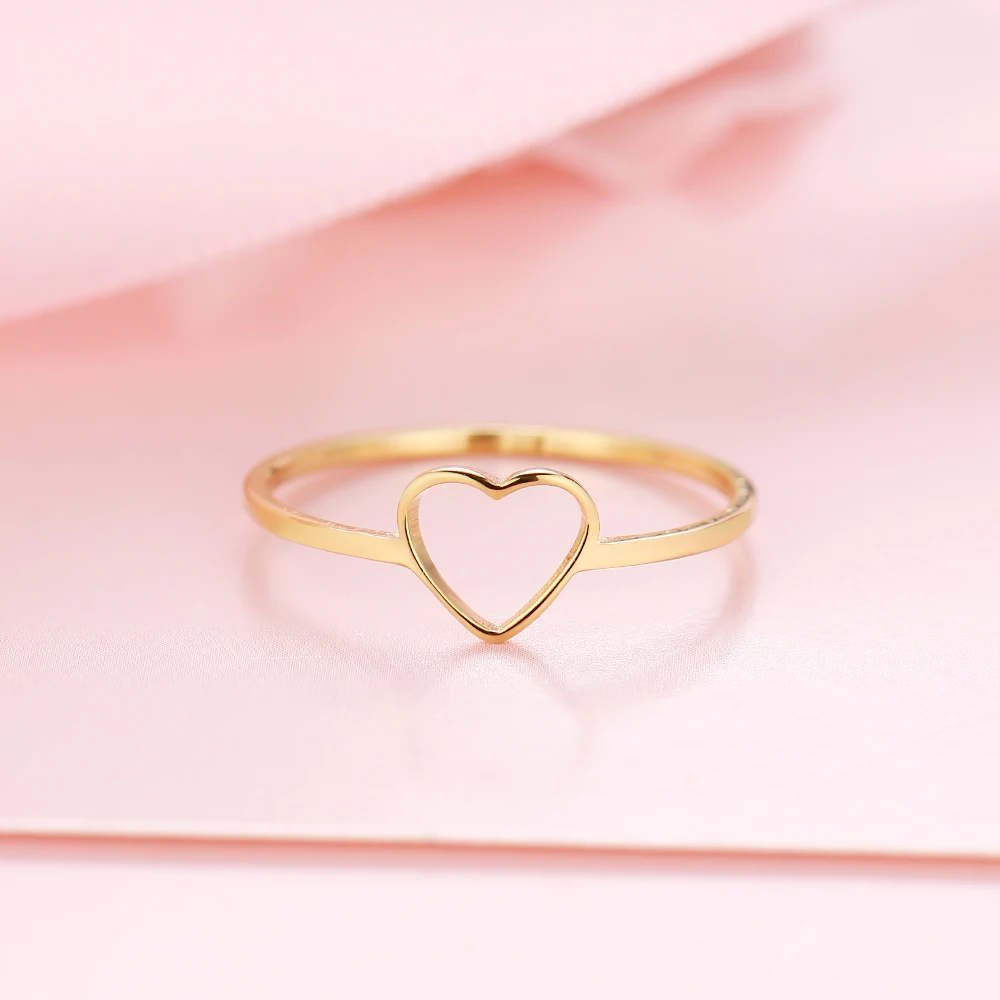 Stainless Steel Heart Shaped Wedding Rings for Woman Jewelry Gift