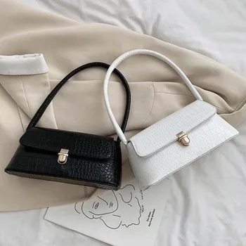 

Bags for women 2020 spring and summer new fashion retro crocodile pattern baguette wild shoulder armpit bag purses and handbags