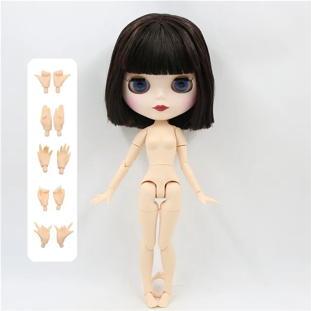 ICY factory шарнирная кукла blyth joint body короткие каштановые волосы матовое лицо 30 см игрушка - Цвет: doll with hands A