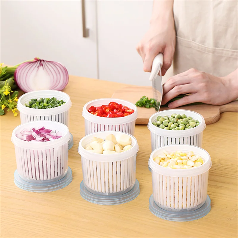 Double Layer Vegetables Sealed Keeper Fresh Storage Box With Drain Basket Refrigerator use Draining Crisper Strainers Container | Дом и сад