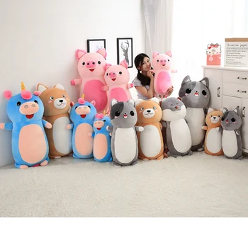 

Cartoon soft feather cotton unicorn cat pig plush toy boyfriend bed pillow cushion long pillow cute hamster doll rag doll remova