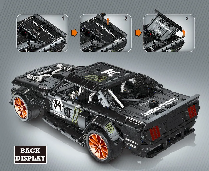 MOC 22970 Ford Mustang Hoonicorn RTR V2 Технология серии гоночный автомобиль совместимый Iegoset 20102 строительные блоки кирпичи модель игрушки