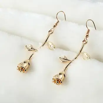 

New rose earrings personality girl temperament earrings long earrings nightclub earrings wholesale