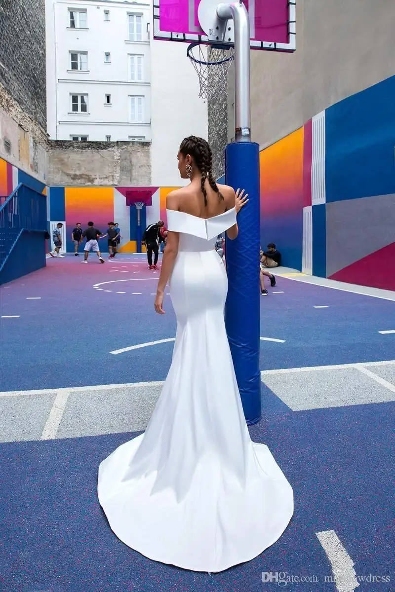 Vestido De Noiva элегантные белые атласные свадебные платья русалки с открытыми плечами Свадебные платья со съемными юбками