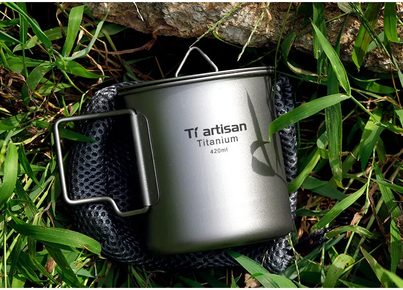 Tiartisan кухонные аксессуары наружная Складная ручка из чистого титана 420 мл кофейная чашка/кружка для домашнего пикника чайная чашка