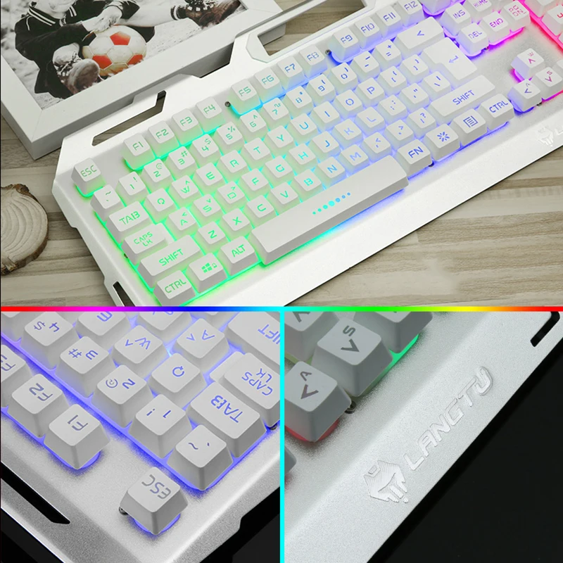 Игровая клавиатура 104 клавиш с подсветкой Проводная USB RGB для планшета настольная