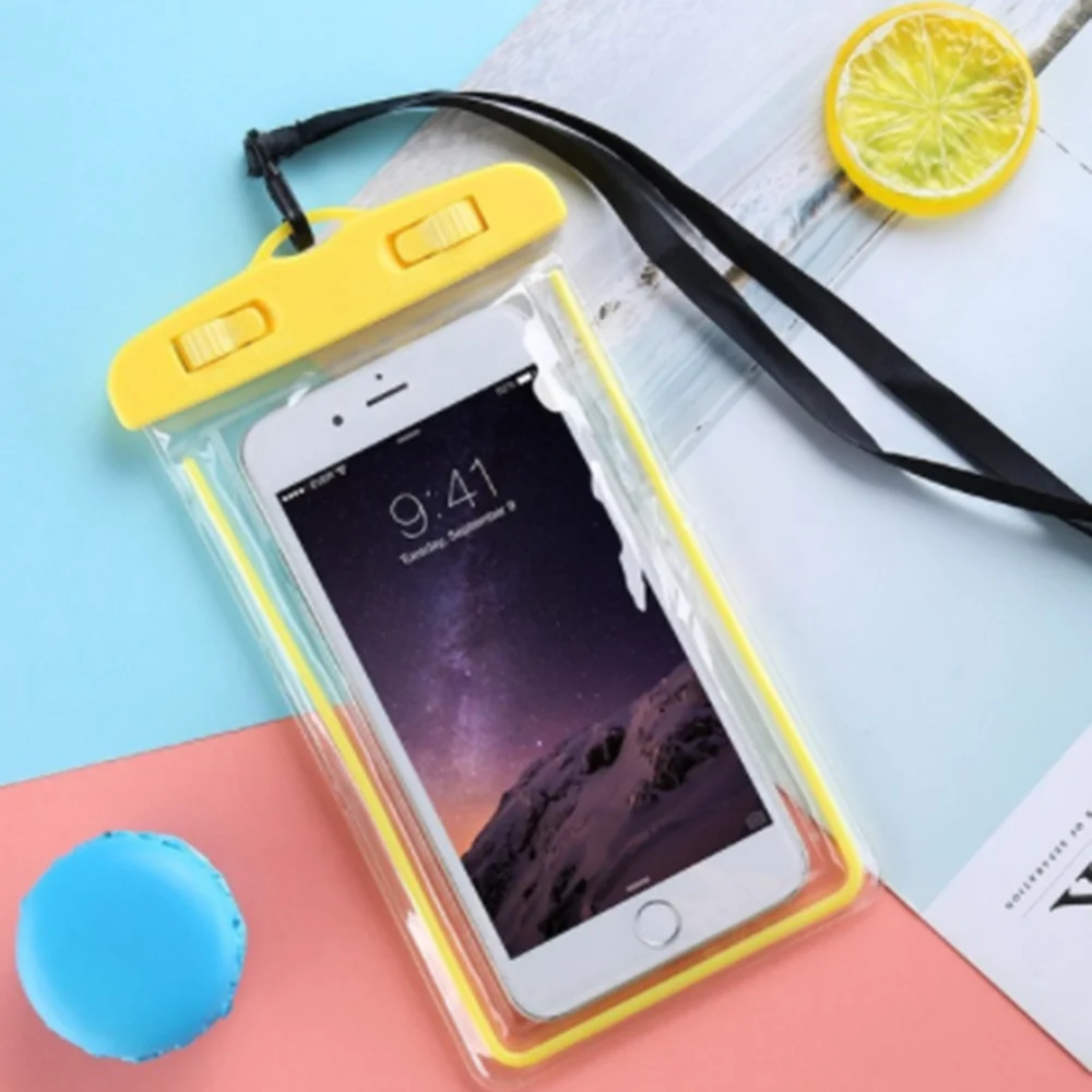 yellow Фосфоресцирующий водонепроницаемый чехол для iPhone для samsung для huawei для Xiaomi для OPPO для VIVO для Oneplus чехол для телефона размер 20*11,1 см - Цвет: yellow