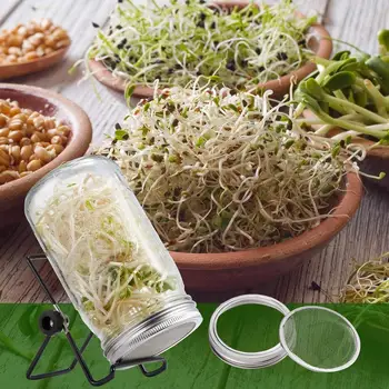 

4 PACK Stainless Steel Sprouting Lids Sprouting Strainer Lid Kit with 2 PACK Sprouting Growing Your Own Fresh Sprouts at Home