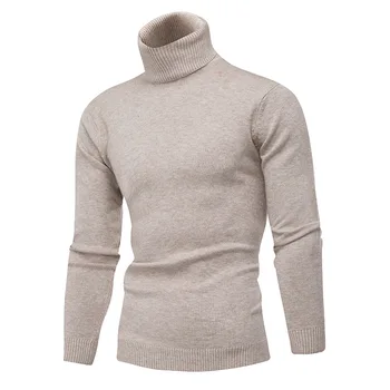 

Cotton Men Sweater 2019 New Autumn Winter Men Sweater Turtleneck Solid Color Casual Sweater Mens Slim Fit Brand Knitted Pullover