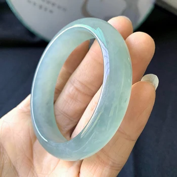 

Zheru Jewelry Natural Burmese Jadeite Light Green 54-62mm Bracelet Elegant Princess Jewelry Gift for Mom and Girlfriend