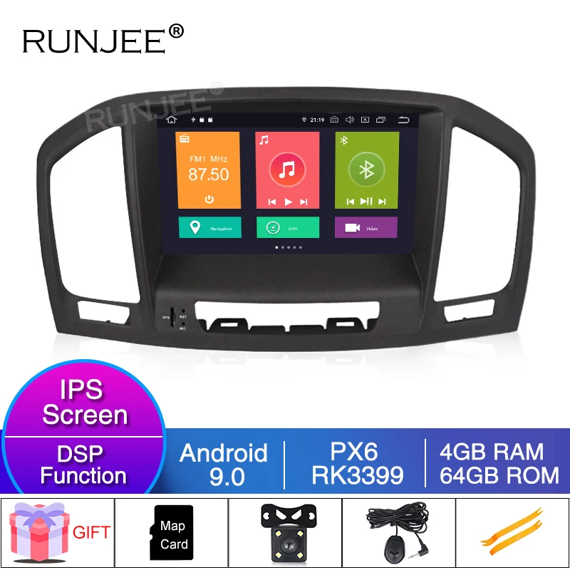RUNJEE 8 дюймов PX6 Android 9 4 Гб 64 ГБ Автомобильный Радио мультимедийный плеер для Opel Vauxhall