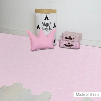 

Cartoon Pink Hexagonal Wall Stickers Creative Pure Color tile floor Decals for Kids Rooms Bedroom Living Room Home Decor DB147