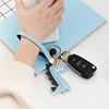 Cartoon Dinosaur Keychain PU Leather Cotton Fillled Blue Pink Brown Grey Pendant Car Personality Lady Keyring Bag Lanyard Gift 5