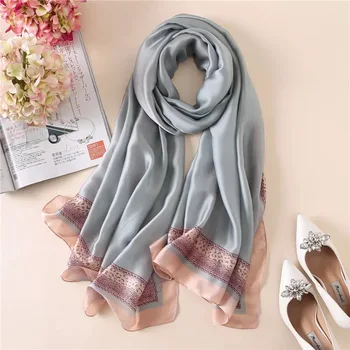 

2019 fashion Silk scarf women printed scarves ladies beach wrap chiffon female high-grade sunscreen shawl foulard muffler pareo