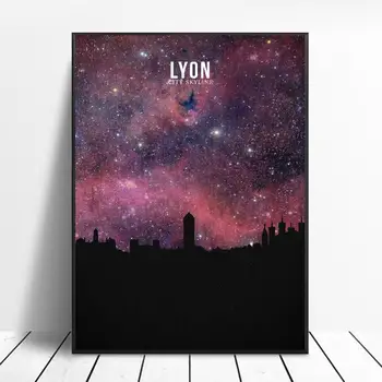 

LYON Starry City Skyline Canvas Wall Art Print Modern Poster Wall Pictures Living Room Decor