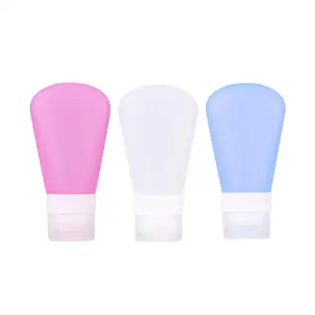 

3pcs Portable Travel Bottles Set Soap Dispensers Silicone Bottles Countertop Lotion Containers 89ml (Pink + Blue + Transparency)