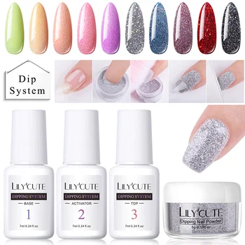 

LILYCUTE Dipping Nail Glitter Powder Kits Gradient French Nail Powder Colorful Natural Dry Pigment