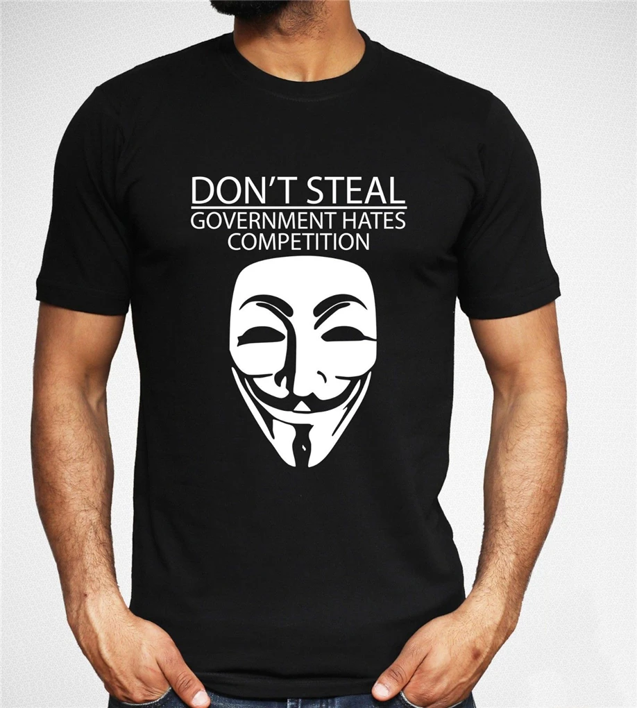 Anonymous Mask T-Shirt Government Resistance Funny New Unisex Street Fashion Top High Quality Tee Shirt |