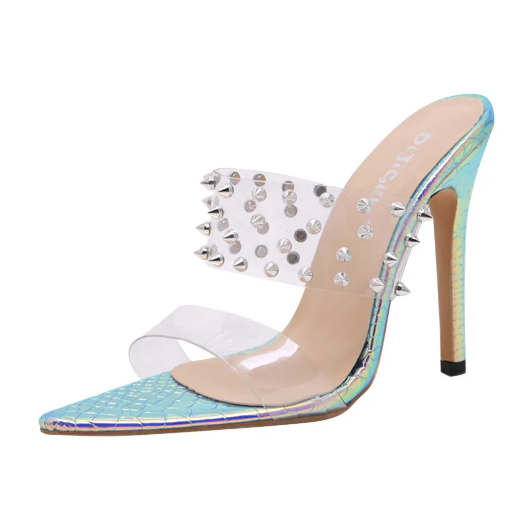 

SAGACE Women's Sandals Pointed Toe Bring Thin Sandals womens High Heel Shoes Rivets Slip On Sexy rivet Sandals Shoes For women
