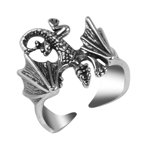Gothic Adjustable Opening Animal Lizard Dinosaur Bat Alloy Ring Personality Male Retro Ring Jewelry Gift 2020
