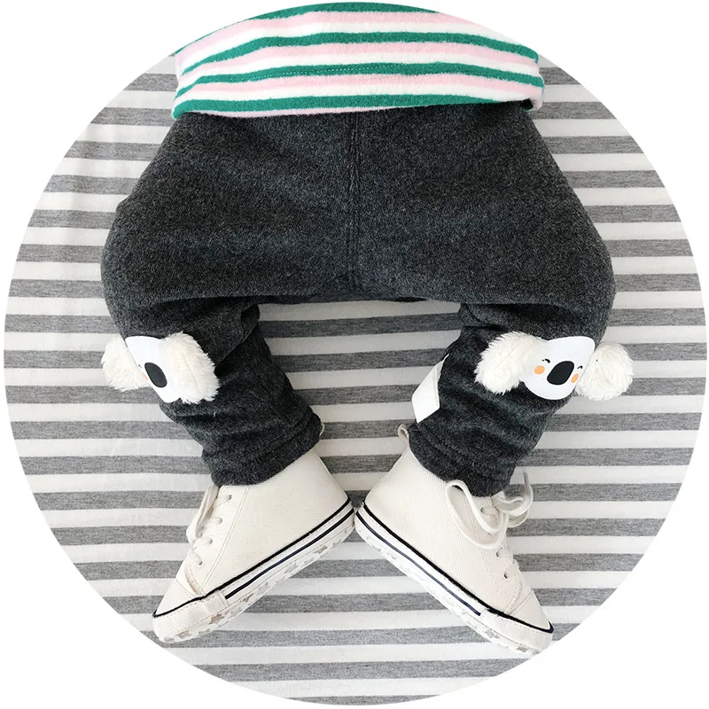 Mini Babe City/новые зимние товары; детская одежда; детские леггинсы с начесом и плотным рисунком; детские брюки в Корейском стиле